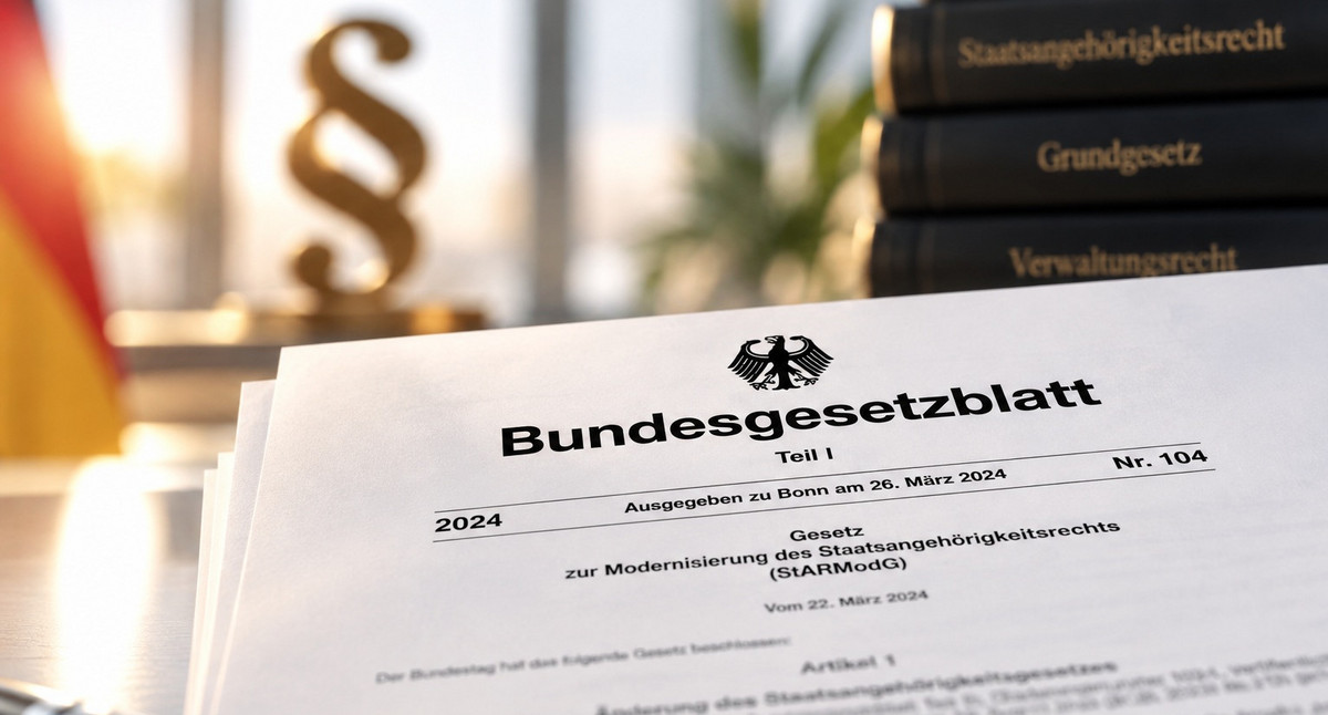 Das Bild zeigt einen Ausdruck des Bundesgesetzblatts auf einem Schreibtisch.