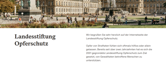 Webseite der Landesstiftung Opferschutz