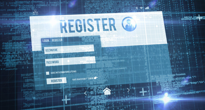 Composite image of blue matrix and codes Symbolbild für das Vereinsregister